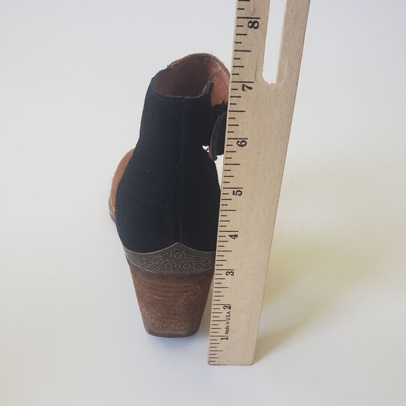 Jeffrey Campbell Woodruff Cutout Booties Brown Black Colorblock Suede Western - Picture 10 of 16